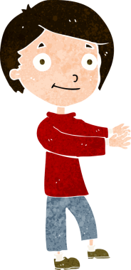 Bir insan tarafından çizilmiş mutlu çocuk çizgi filmi.