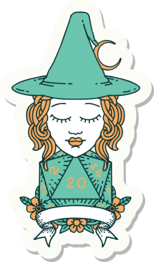 Bir insan tarafından çizilmiş doğal yirmi zarlı bir cadının çıkartması.