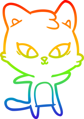 Gökkuşağı gradyan çizgisi bir insan tarafından çizilmiş şirin bir çizgi kedi çizimi