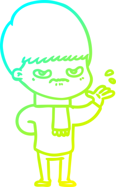 Bir insan tarafından çizilmiş soğuk gradyan çizgi film karakteri.