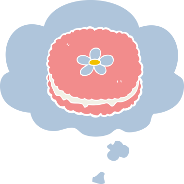 Düşünce baloncuklu çizgi film bisküvisi insan tarafından çizilmiş.