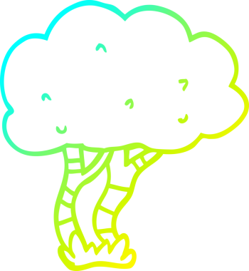 Bir insan tarafından çizilmiş bir karikatür ağacının soğuk gradyan çizimi