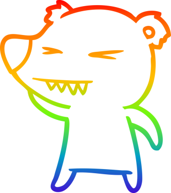 Kızgın bir kutup ayısının çizdiği gökkuşağı gradyan çizgi insan tarafından çizilmiş.