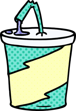 Bir insan tarafından çizilmiş el çizimi fast food içeceği karikatürü.