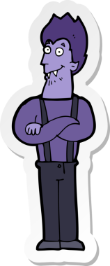 Bir insan tarafından çizilmiş mutlu bir vampirin çıkartması.