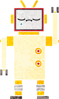 Bir insan tarafından çizilmiş bir robotun retro çizim tarzı karikatürü