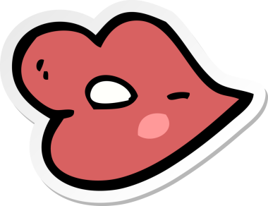 Bir insan tarafından çizilmiş dudak karikatürü çıkartması.