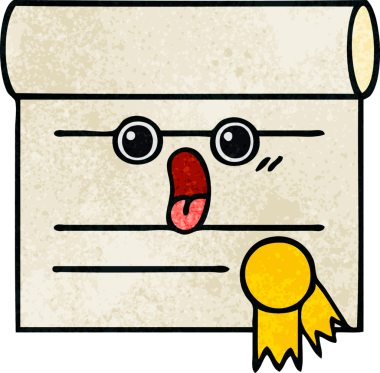 Bir insan tarafından çizilmiş sertifikanın grunge desen karikatürü