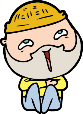 Bir insan tarafından çizilmiş mutlu sakallı bir adam.