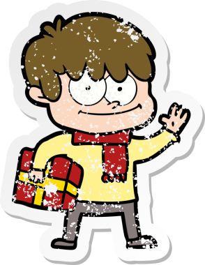 Bir insan tarafından çizilmiş mutlu bir çizgi film karakterinin sıkıntılı çıkartması.