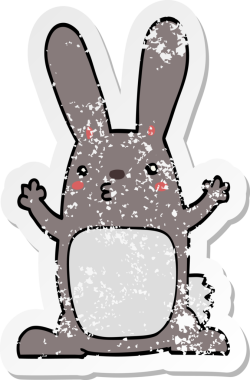 Bir insan tarafından çizilmiş karikatür tavşanı.