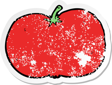 Bir insan tarafından çizilmiş karikatür domatesi.