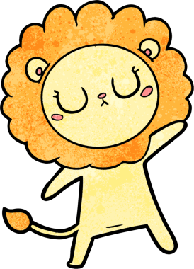 Bir insan tarafından çizilmiş çizgi film aslanı.