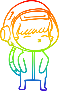 gökkuşağı gradyan çizimi bir insan tarafından çizilmiş meraklı astronot çizgi