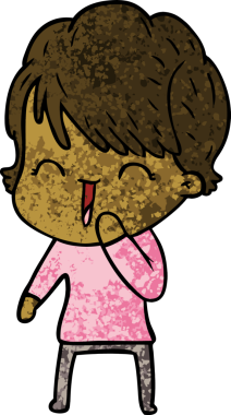 Bir insan tarafından çizilmiş gülen kadın çizgi filmi.