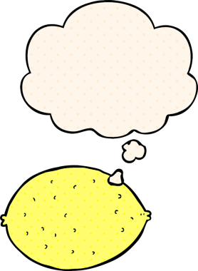 Çizgi roman tarzında bir insan tarafından çizilmiş düşünce baloncuklu çizgi film limonu.