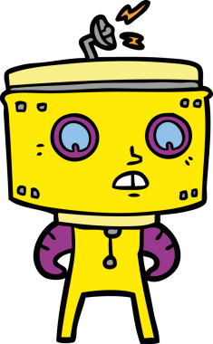 Bir insan tarafından çizilmiş çizgi film robotu