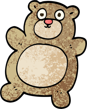 Bir insan tarafından çizilmiş grunge desenli çizgi film oyuncak ayısı.