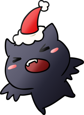 Bir insan tarafından çizilmiş Kawaii yarasasının el çizimi gradyan karikatürü.