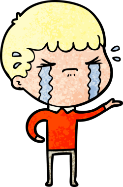 Bir insan tarafından çizilmiş ağlayan çizgi film adamı.