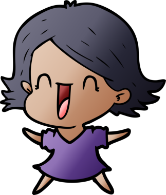 Bir insan tarafından çizilmiş gülen kadın çizgi filmi.