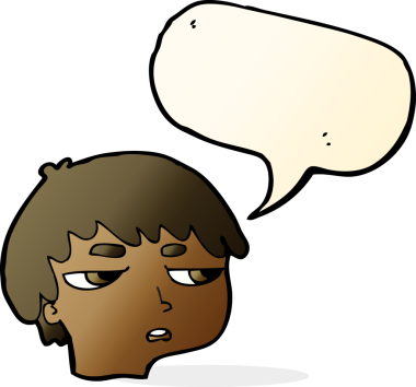 Bir insan tarafından çizilmiş konuşma baloncuğuyla sinirlenmiş bir çocuk.