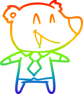 Bir insan tarafından çizilmiş gömlek ve kravatlı bir ayının çizgi çizimi.