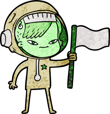 Bir insan tarafından çizilmiş astronot kadın.