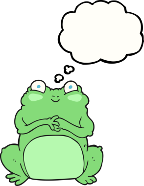 Bir insan tarafından çizilmiş serbest çizim balon karikatür komik kurbağa