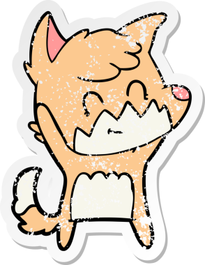 Bir insan tarafından çizilmiş karikatür dostu tilkinin sıkıntılı çıkartması.