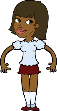 Bir insan tarafından çizilmiş omuz silken çizgi filmdeki kadın.