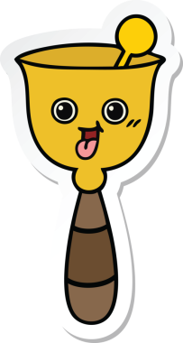 Bir insan tarafından çizilmiş şirin bir okul çanının çıkartması.