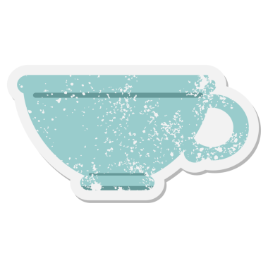 Bir insan tarafından çizilmiş kahve fincanı grunge etiketi.