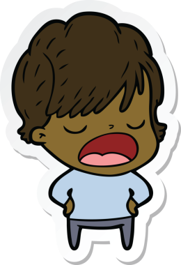 Bir insan tarafından çizilmiş bir karikatür kadının çıkartması.