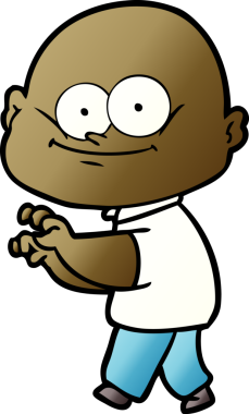 Bir insan tarafından çizilmiş kel bir adam.