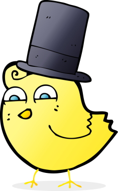 Bir insan tarafından çizilmiş silindir şapkalı bir kuş.