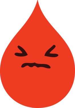 Bir insan tarafından çizilmiş garip bir karikatür duygusal kan damlası.