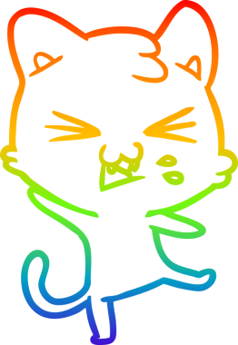 Gökkuşağı gradyan çizgi çizimi Bir insan tarafından çizilmiş bir çizgi kedi tıslama