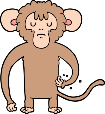 Bir insan tarafından çizilmiş çizgi film maymunu çizimi