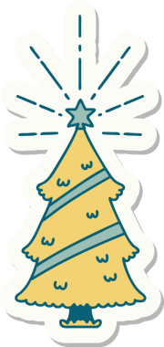 Bir insan tarafından çizilmiş dövmeli noel ağacının çıkartması.