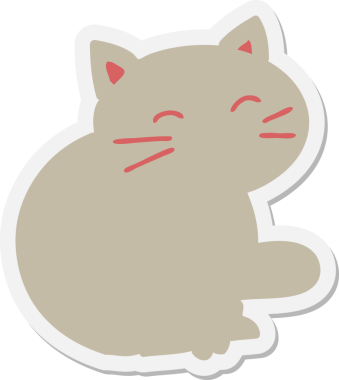 Bir insan tarafından çizilmiş kedi oturma etiketi.