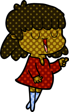 Bir insan tarafından çizilmiş bir çizgi film kadını.