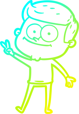 Bir insan tarafından çizilmiş mutlu bir adamın soğuk çizgi çizimi.