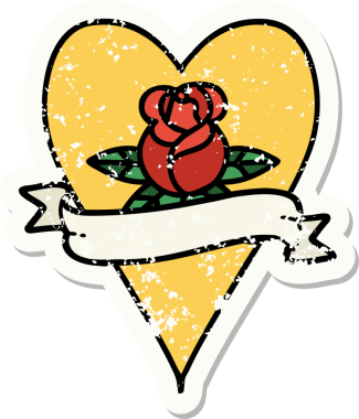 Bir insan tarafından çizilmiş, geleneksel bir kalp dövmesi, gül ve bayrak şeklinde.