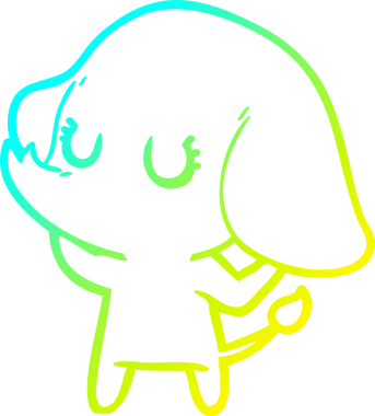 Bir insan tarafından çizilmiş şirin bir filin soğuk gradyan çizgisi