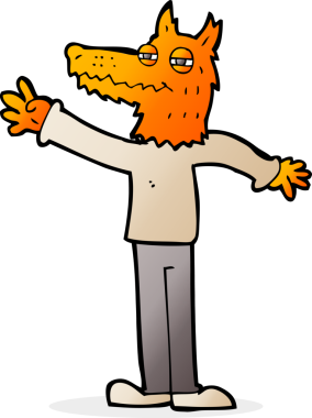 Bir insan tarafından çizilmiş tilki adam.