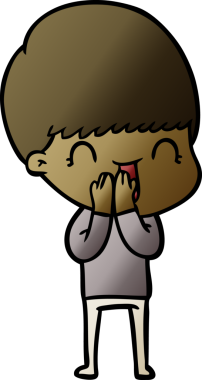 Bir insan tarafından çizilmiş mutlu çizgi film çocuğu.