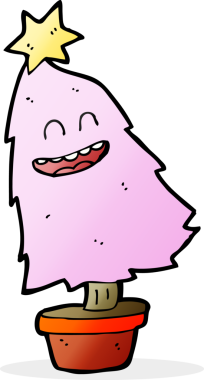 Bir insan tarafından çizilmiş çizgi film dans Noel ağacı.