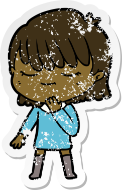 Bir insan tarafından çizilmiş karikatür bir kadının sıkıntılı çıkartması.