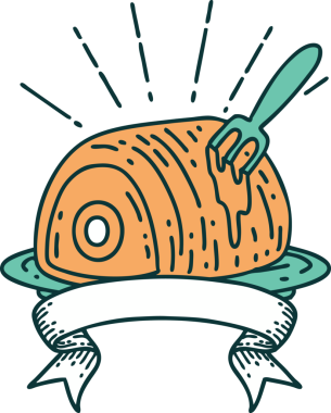 Bir insan tarafından çizilmiş dövmeli biftek afişi.